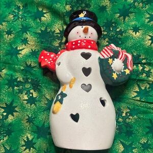 Vntg. Hallmark Snowman tea light  Candle Holder